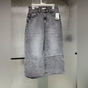 H&M Relaxed Wide-Leg Gray Washed Jeans